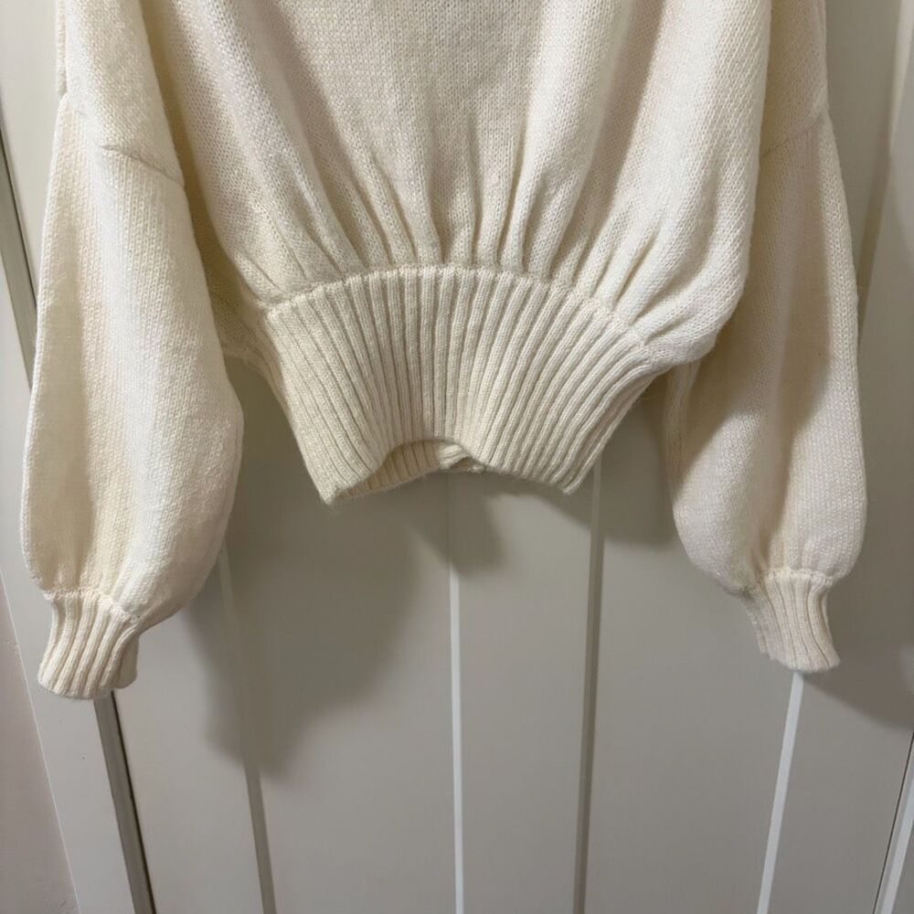 Farm Rio Ribbed Goldtone-Buttoned Cardigan Off White Size S - Picture 9 of 13